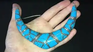 Серебряное ожерелье с бирюзой и марказитами