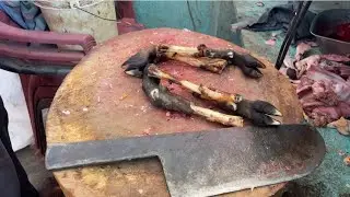 Mutton paya cutting skills | Goat Legs Cutting Skills
