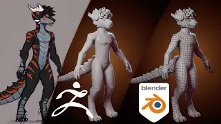 Tiger Dragon Part 1 - Zbrush and Blender character modeling timelapse (commission)