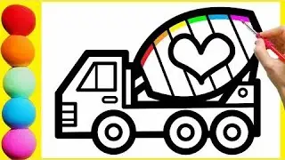 Menggambar & Mewarnai Truk Pengaduk untuk Anak-Anak, Balita  Cara Menggambar Tip Seni Mudah