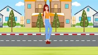 cartoonish woman Road Walk 1