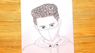 how to draw a boy with a mask step by step/pencil tutorial/BR drawing book