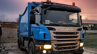 Мусоровоз Scania застрял. УАЗ 4х4