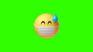 Grinning face with sweat & mask😅 emoji #3 Green screen video free download-Free copyright