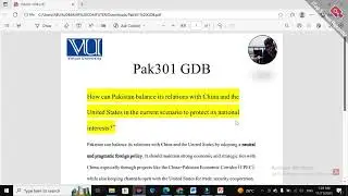 PAK301 GDB Solution Fall 2025