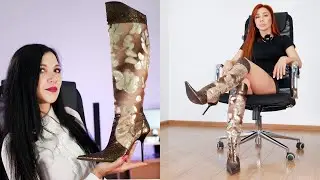 Catherina's bold fashion statement with Gianmarco Lorenzi's classic stiletto boots