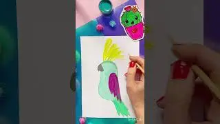 РИСУЕМ🦜ПОПУГАЯ красками