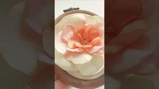 Satin ribbon flower embroidery #handmade #embroidery #satinribbonrose