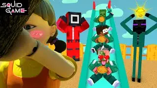 Minecraft, SQUID GAME 3 Red Light Green Light (COUPLE CHALLENGE)  - BigSchool : HAHA Animation