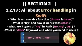 || SECTION 2 || : 2.2.13 Error handling in Swift