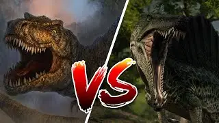The battle of the dinosaurs. Tyrannosaurus Rex vs. Spinosaurus. Jurassic World Evolution.