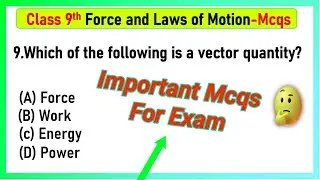 class 9 science chapter 9 mcqs | Force and Laws of Motion MCQ Class 9 Science | Force and Motion