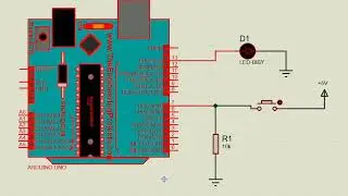 12. LED control using Button switch with Arduino in Proteus