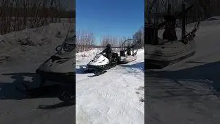 Буксировка аэролодки снегоходом Тайга Варяг 550 