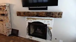 Natural Thin Veneer Stone Over Fireplace Concrete Wall Surface
