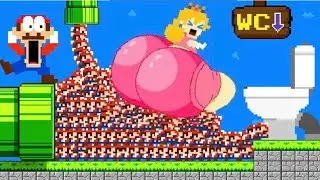 Super Mario Bros. but Peach 999 tiny Giant BUTT Peach to toilet | Game Animation