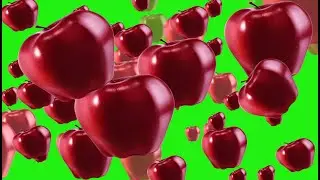 Apple fruits falling green screen Video Background Free Animation