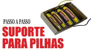 Como ligar Pilhas com uma caixa de Fósforo (SUPORTE PARA PILHAS CASEIRO)
