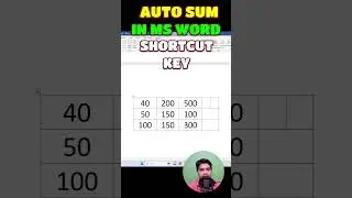 Ms Word Shortcut key auto sum 