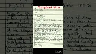 Complaint letter defective LED T.V 