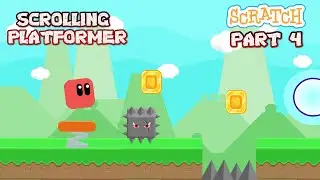 How to make a  Scrolling Platformer game in Scratch 3.0 | Part 4(Final) | Saw, Jump Pads and Win