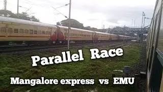 Mangaluru Mail parallel run with Chennai EMU | Today's Encyclo | Railfanning
