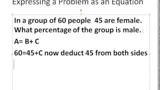 Expressing Problem as an equation   Percentage