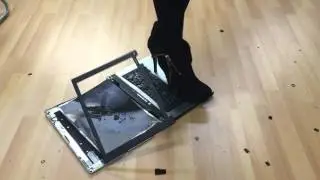 Girl trample crush and jumping on laptop with high heels boots part 7 (finish)