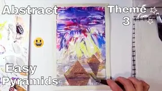 Abstract Pyramids 😃 Art Hack / Easy Palette Knife Painting / Acrylic / Short Demo 💗 Theme 3