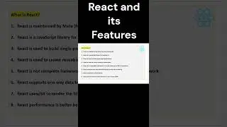 React and Its features