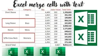 Excel merge cells with text