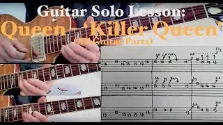 Queen - 'Killer Queen' Guitar Solo Lesson (All GTR Parts - W/ TABS)