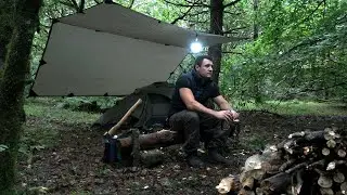 UK Solo Camping In Tarp and Tent | Rainy Night | Relaxing ASMR