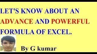 VLOOKUP WITH INDIRECT FUNCTION IN EXCEL FOR MULTIPLE SHEET LOOKUP:- HINDI, BY G KUMAR