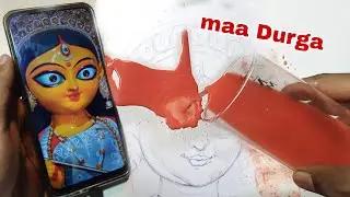 Durga Puja drawing/abstract painting/maa Durga face drawing oil pastel/Durga maa painting