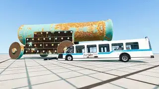 Giant Cannon Runs Over a Bus | BeamNG.drive