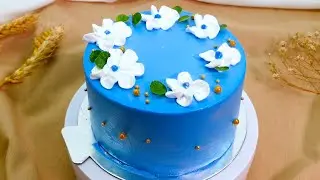 Celebration of Elegance and Taste - Blue Cream Cake with Jasmine White Pistil Blue Impromptu