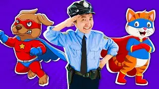Super Pets Help Policeman, Doctor and Fireman | Police Officer Song - LookBee!