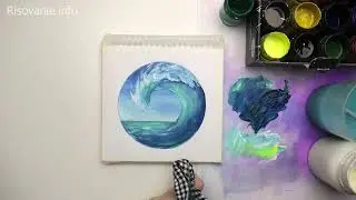 Волна в круге | Рисуем гуашью