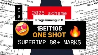PROGRAMMING IN C SUPER IMPORTANT QUESTIONS 💯🤩| 1BEIT105/205 PASSING PACKAGE MODEL PAPER SOLUTIONS