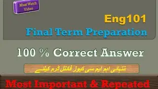 Eng101| Eng101Final term Preparation | Eng101 Important & Repeated MCQs final term | 