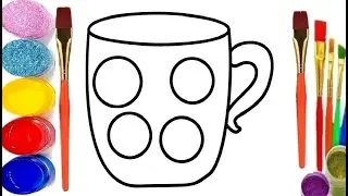 كيفية رسم كوب تلوين / تعلم الألوان رسم كوب للمبتدئين/ تعليم الرسم بالخطوات