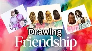 Best Friend Easy Drawing | BFF Drawing | Friendship Drawing Step By Step