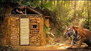 Building a Hidden Shelter to Survive Wild Animals in JUST 14 MINUTES