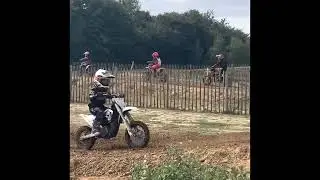 7 year old pro motocross dirt bike rider, first time on his electric husky with his cousins!