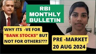 "-Ve for Banks WHY ??? RBI Bulletin !!!" Pre-Market Report. Nifty & Bank Nifty 20 Aug 2024, Range