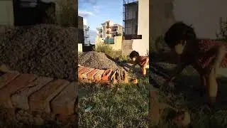 Girls playing with sand
