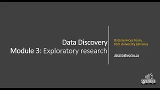 Data Discovery - Module 3: Exploratory Research
