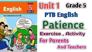 PTB English Grade 5 Unit 1 Exercise Activity | Patience | SNC English New Edition Punjab