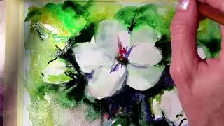 Белые цветы. Акварель Ольги Руссу. Watercolor/Olga Russu